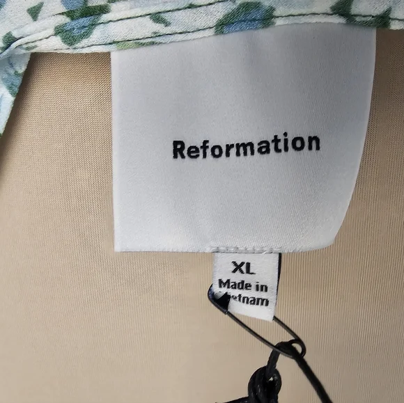 Reformation NWT Green Floral Midi Dress Sz XL - Picture 13 of 14